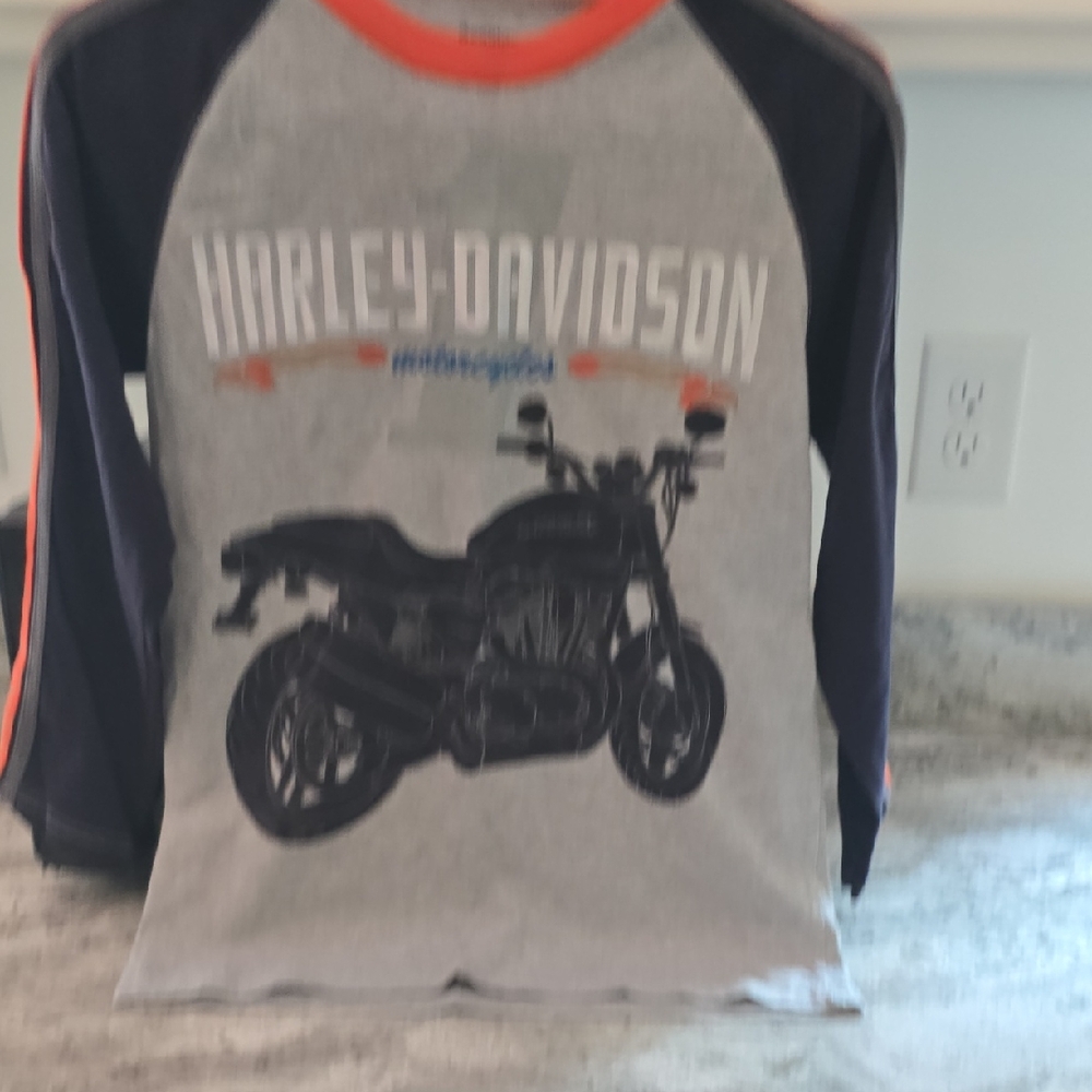 Harley-Davidson Kids Gray and Navy Long Sleeve Tee